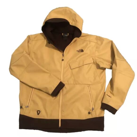 The North Face Men's Apex Hooded Jacket Full Zip Sz Large Mustard Yellow Brown - Picture 1 of 12